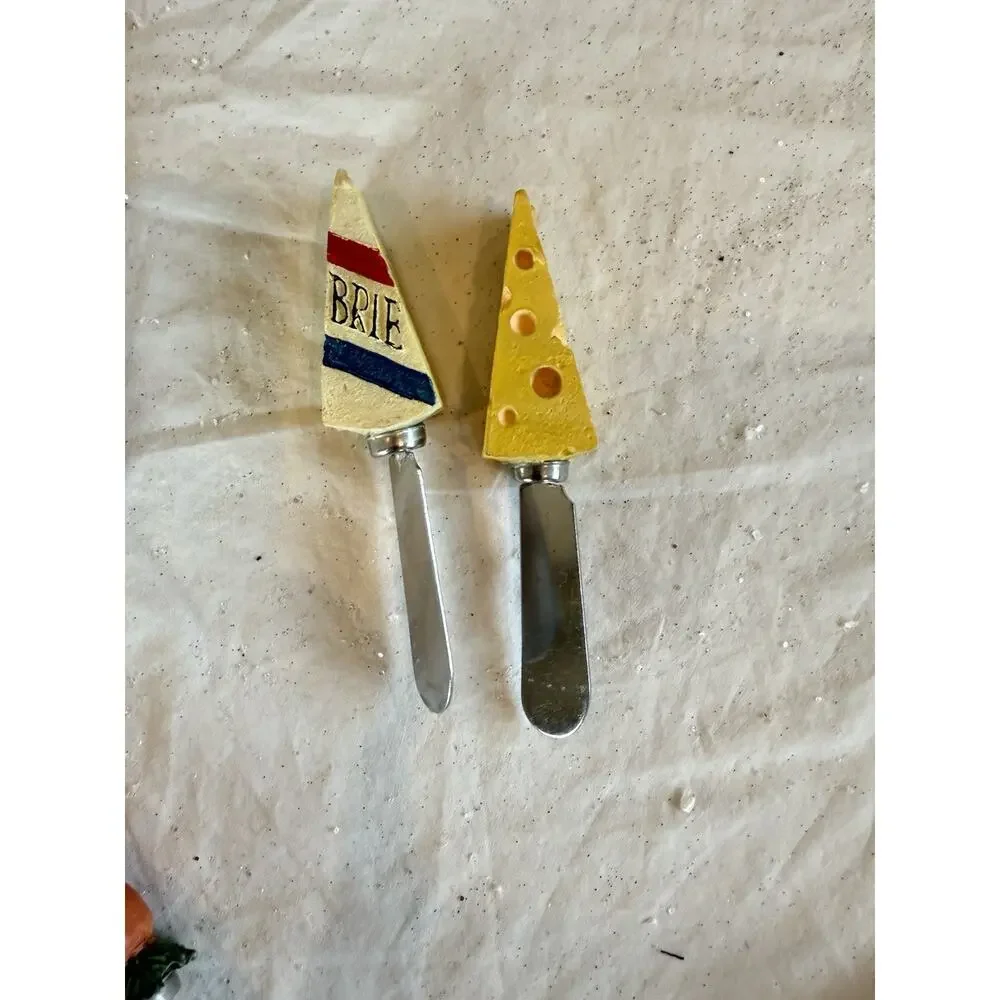 Lot 6 Vintage Novelty Cheese & Butter Stainless Steel‎ Blade Spreaders Ceramic